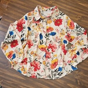Floral Button-Up Blouse - Multicolor